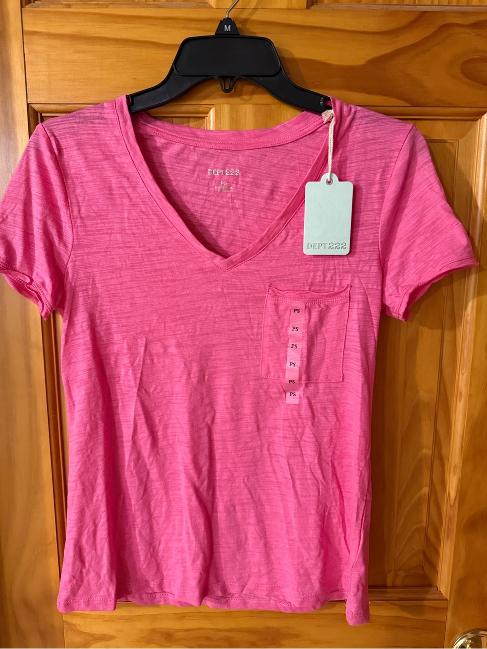 Dept222 Women's Hot Pink V-Neck Pocket Tee